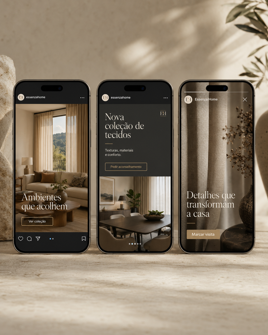 Conteúdo visual para marca de mobiliário, cortinados ou decoração